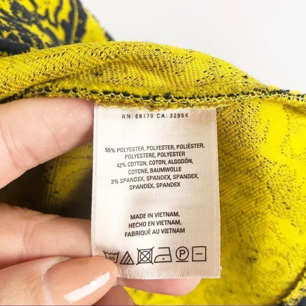 ANTHROPOLOGIE | MAEVE Yellow & Blue Damask Circle Skirt Women’s Size Small